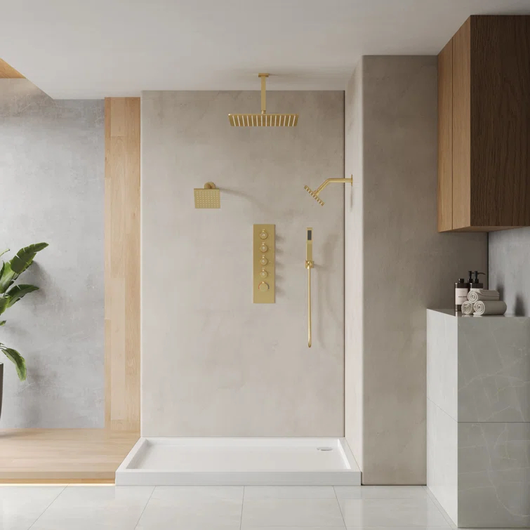 Thermostatic Shower Faucet 16" High-Pressure Triple Showerheads with Rough-In Valve