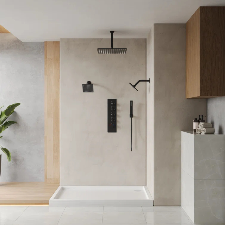 15-Spray Patterns 16" & 6" Triple Shower Heads, Shower FaucetSystem with Thermostatic Rough-in Valve