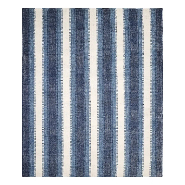 Levi Handwoven Blue Wool Flatweave 9' x 12' Area Rug