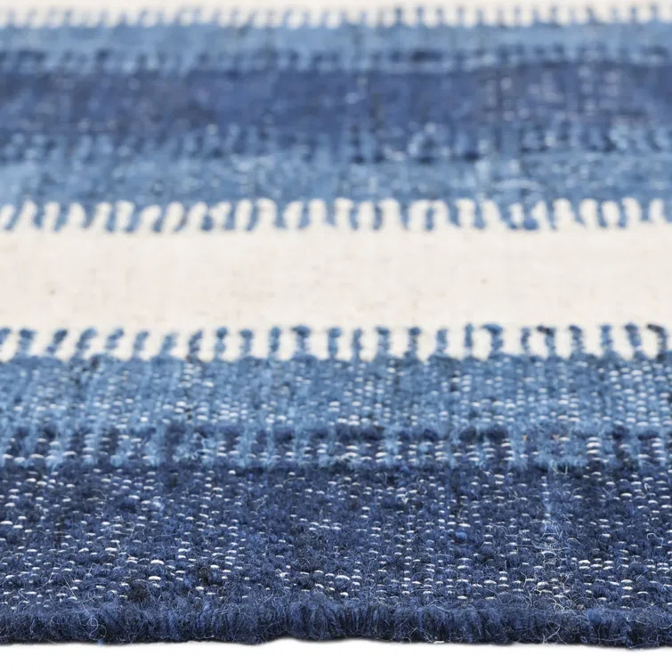 Levi Handwoven Blue Wool Flatweave 9' x 12' Area Rug