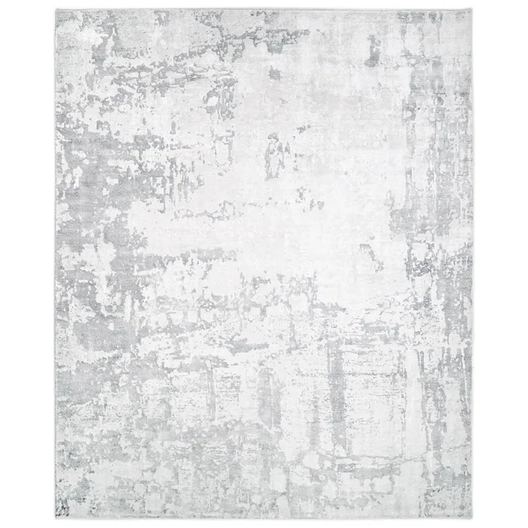 Luxe Abstract Handcrafted Viscose Gray Area Rug, 9' x 12'