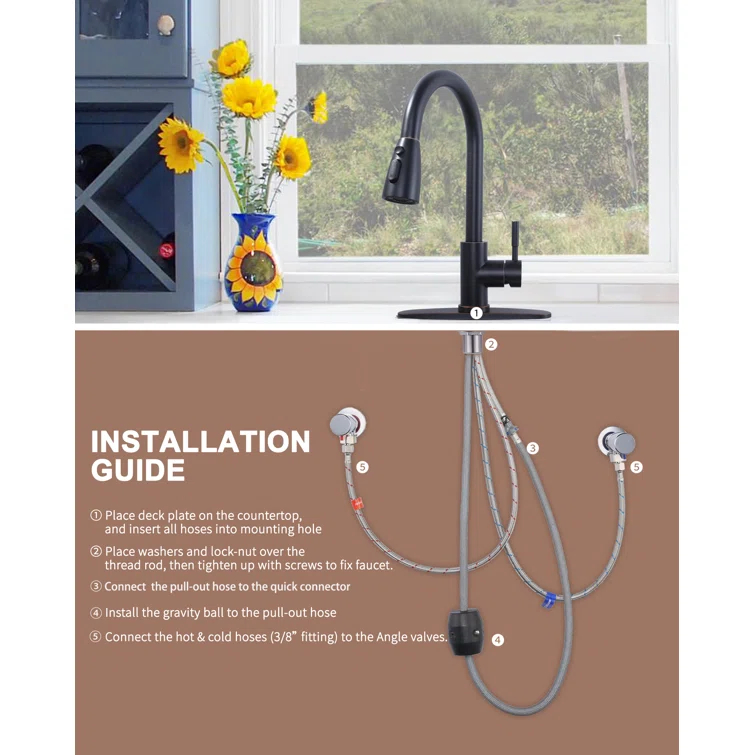 High Arc Pull Down Kitchen Faucet with Sprayer