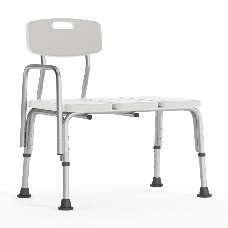 Flash Furniture DC-HY3510L-WH-GG Phoebe Aluminum Height Adjustable Medical Shower Transfer Bench