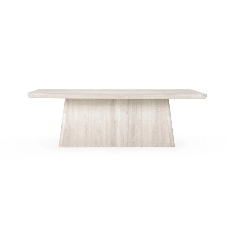 White Wash Oak Rectangular Pedestal Dining Table