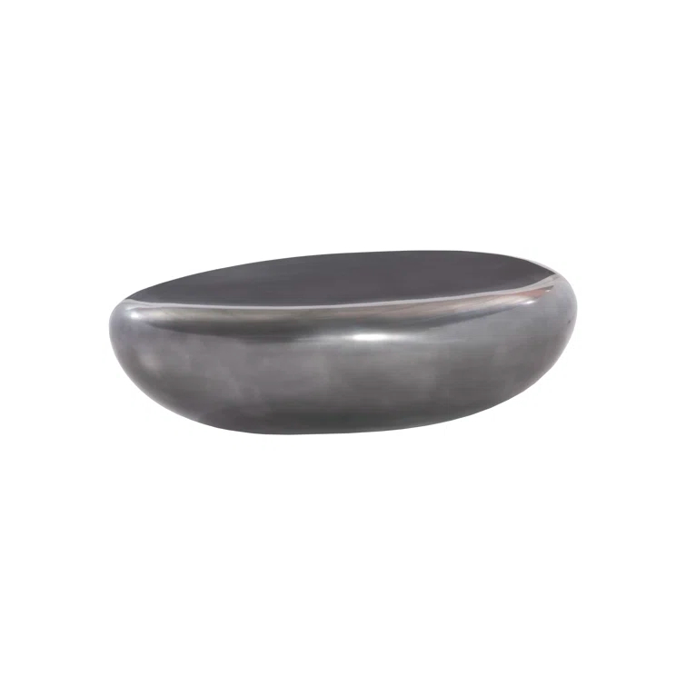 Polished Aluminum River Stone Solid Coffee Table