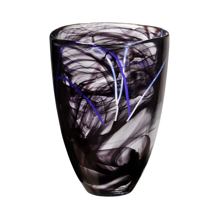 Elegant Trumpet-Shaped Black Glass Decorative Table Vase
