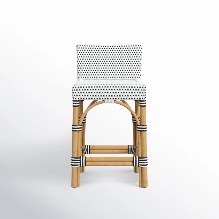 Butler Specialty Serienna Rattan Low Back 24.5" Counter Stool - White/Black