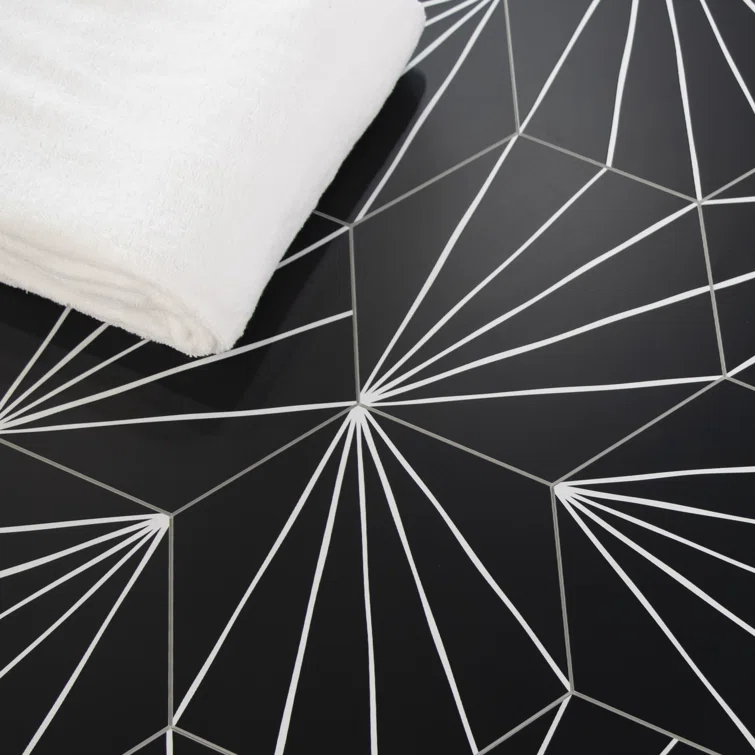 8" x 9" x 4mm Peel and Stick Floor Tile Hexagon Vinyl Flooring