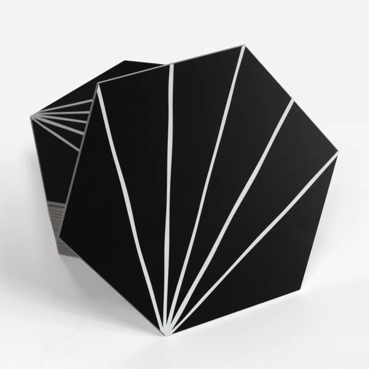 8" x 9" x 4mm Peel and Stick Floor Tile Hexagon Vinyl Flooring