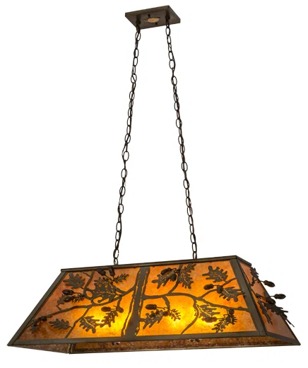 Rustic Lodge 6 - Light Antique Copper/Amber Pool Table Lights Pendant