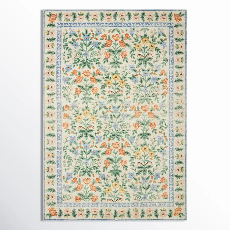 Rifle Paper Co. x Loloi Eden Mughal Garden Cream Rug feat CloudPile