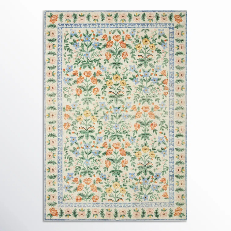 Rifle Paper Co. x Loloi Eden Mughal Garden Cream Rug feat CloudPile