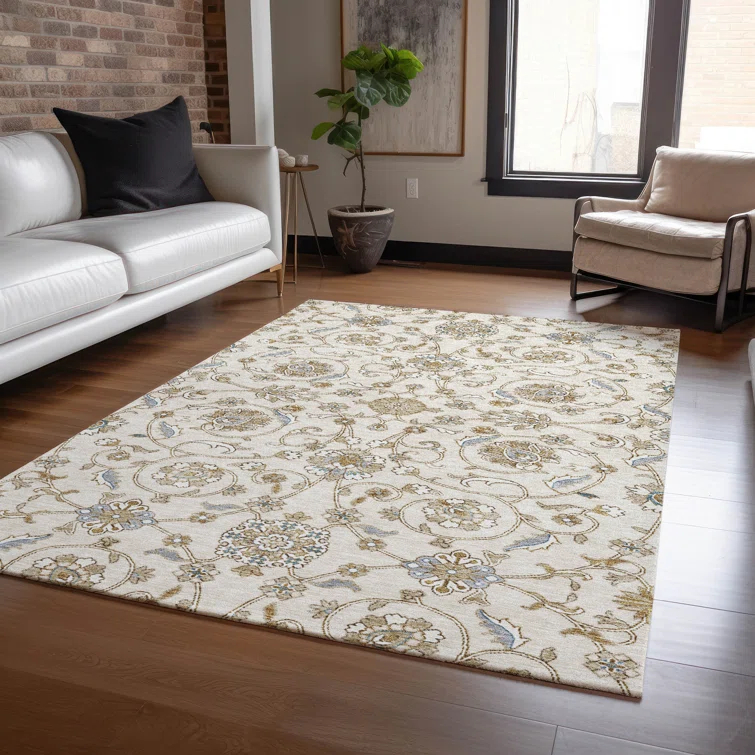 Machine Washable Indoor/Outdoor Cicel ACN1149 Ivory Rug