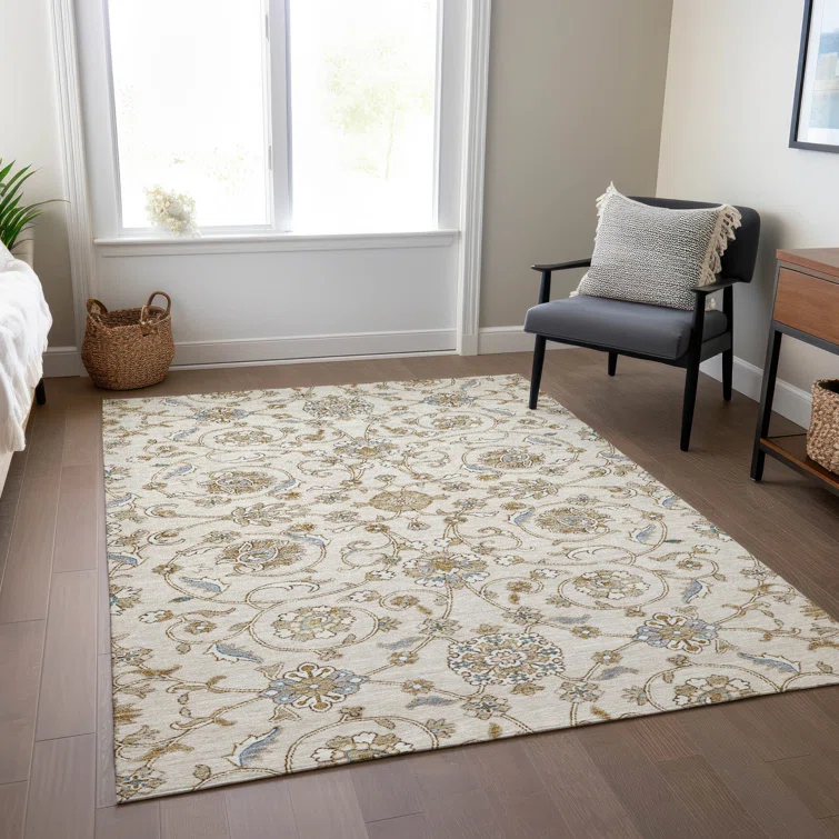 Machine Washable Indoor/Outdoor Cicel ACN1149 Ivory Rug