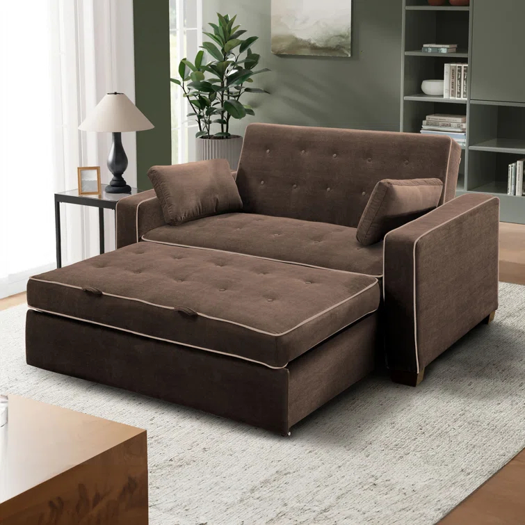 Serta Monroe 72.6" Queen Square Arm Tufted Back Convertible Sleeper Sofa with Cushions