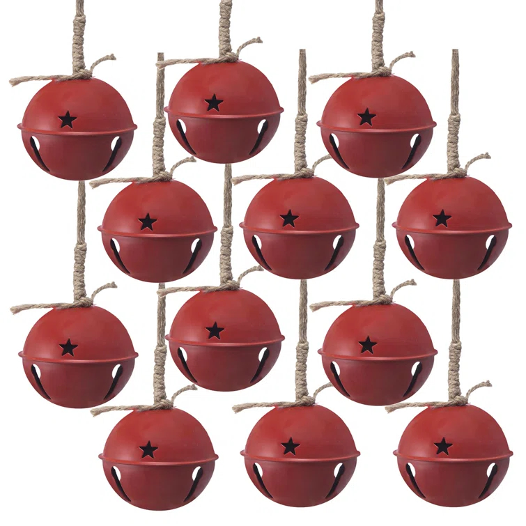 A&B Home 4"Dia. Bell Ornaments - Set of 12 - Red (Set of 12)