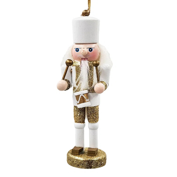 A&B Home 5" Nutcracker Ornaments - Set of 9 - White/Gold (Set of 9)