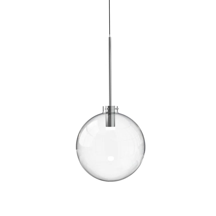 Clear Glass Globe Pendant Light with Polished Chrome Finish