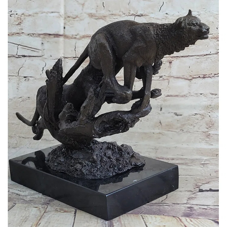 Bungalow Rose Henry Moore Cougar Jaguar Puma Wild Life Bronze Sculpture Statue Figurine Figure