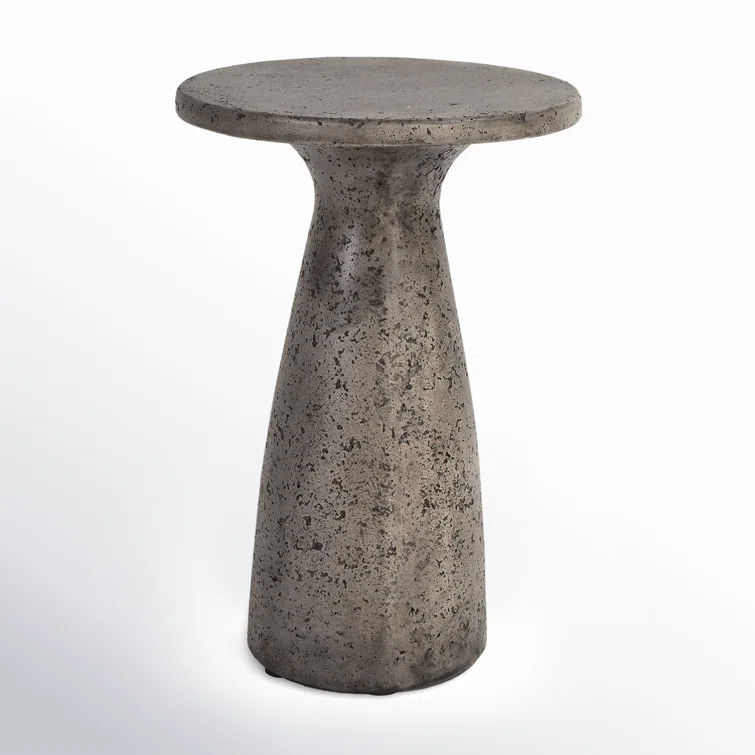Gray Concrete Round Outdoor Accent Table