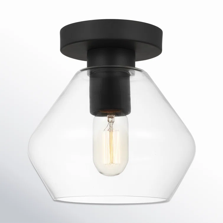 Rooks Single Light Glass Semi Flush Mount