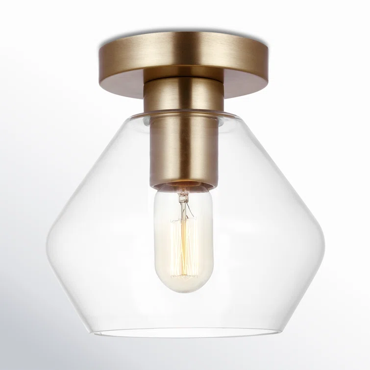 Rooks Single Light Glass Semi Flush Mount
