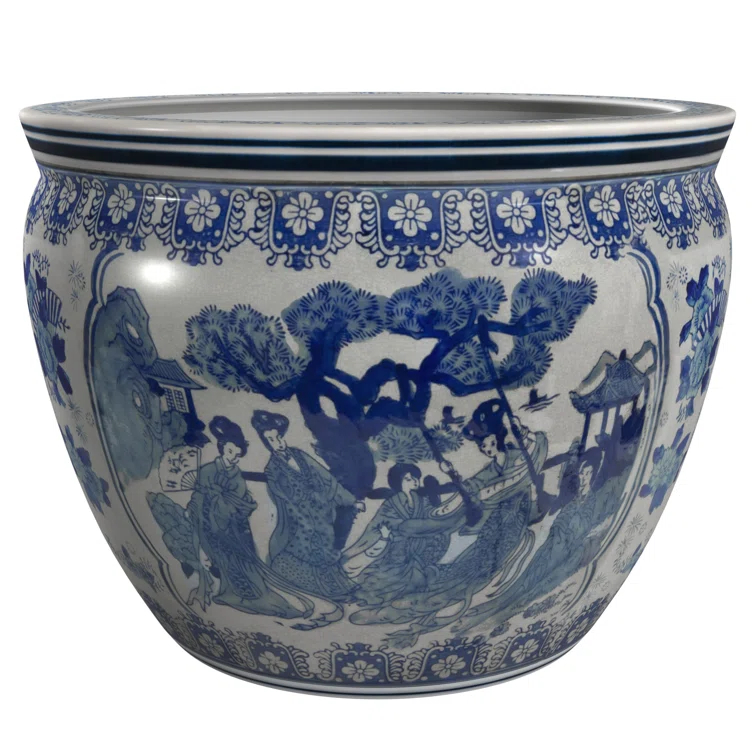 Large Blue and White Chinese Porcelain Pot Planter