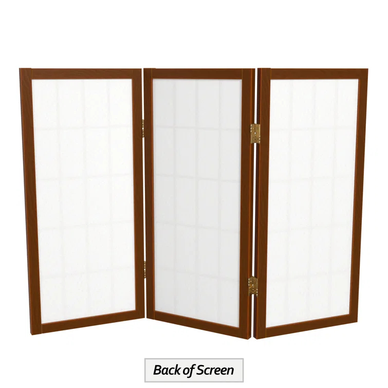 Oriental Furniture 2 ft. Tall Desktop Window Pane Screen - Walnut - 3 Panel