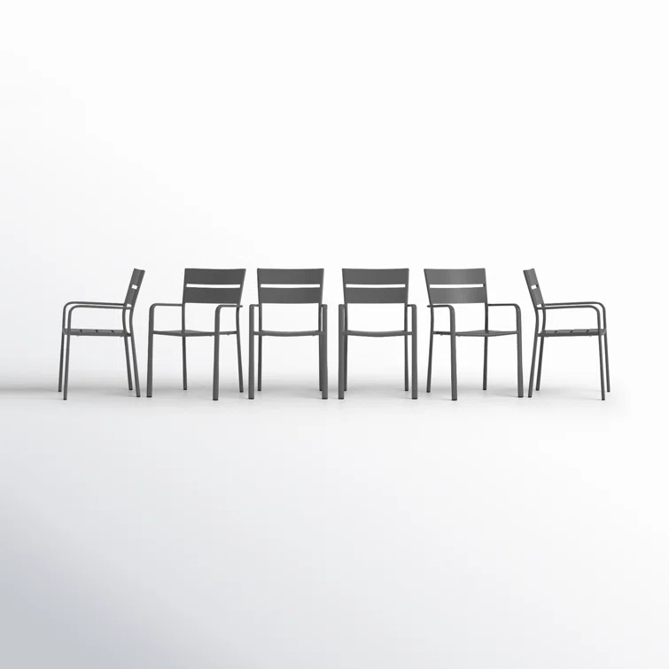 Bette Powder Coated Aluminum Outdoor Stacking Dining Armchair
