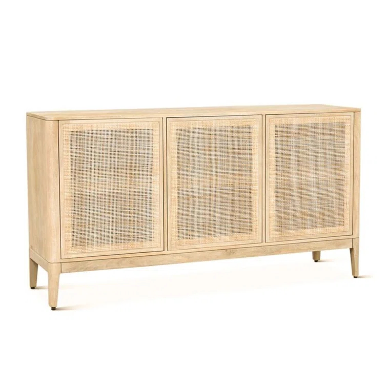 Calabasas 64" Beige Mango Wood Sideboard with Cane Accents