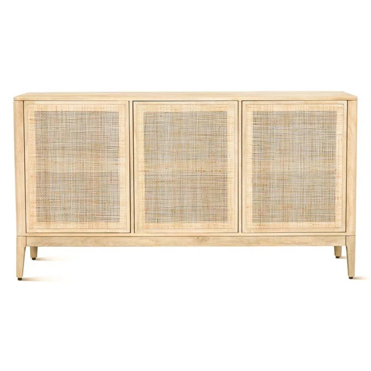 Calabasas 64" Beige Mango Wood Sideboard with Cane Accents