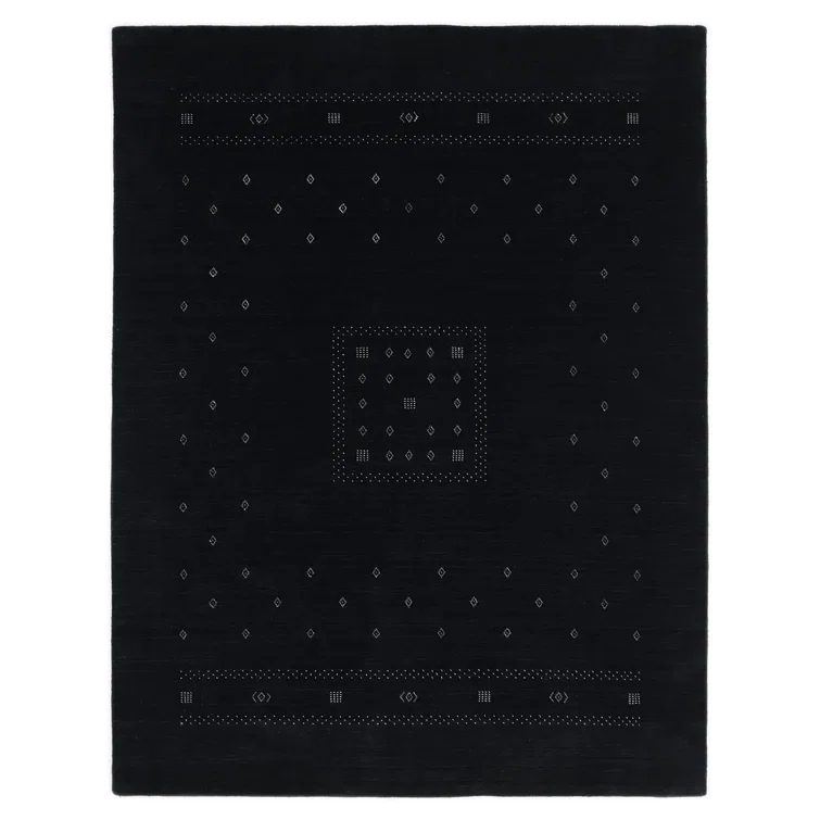 Veruca Hand-Knotted Black Wool Geometric 10' x 14' Area Rug