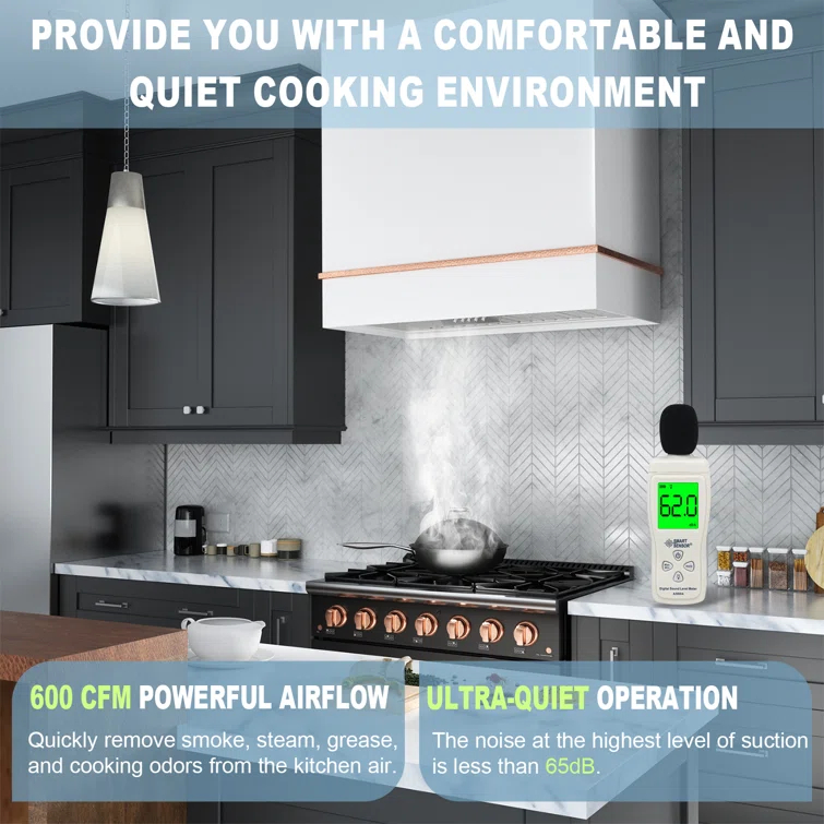 Akicon 36" 600 CFM Ducted (Vented) Wall Range Hood