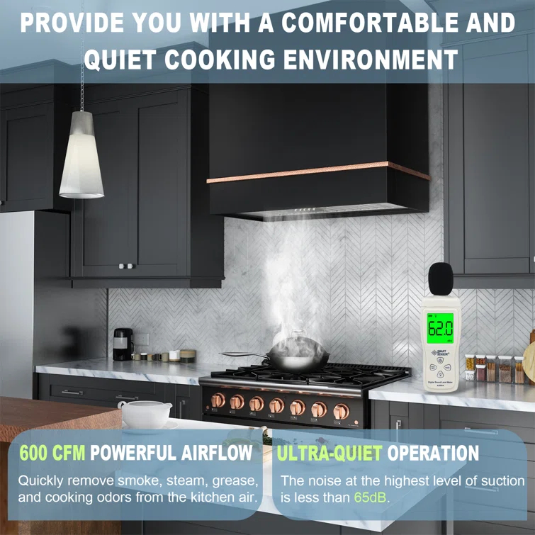 Akicon 36" 600 CFM Ducted (Vented) Wall Range Hood