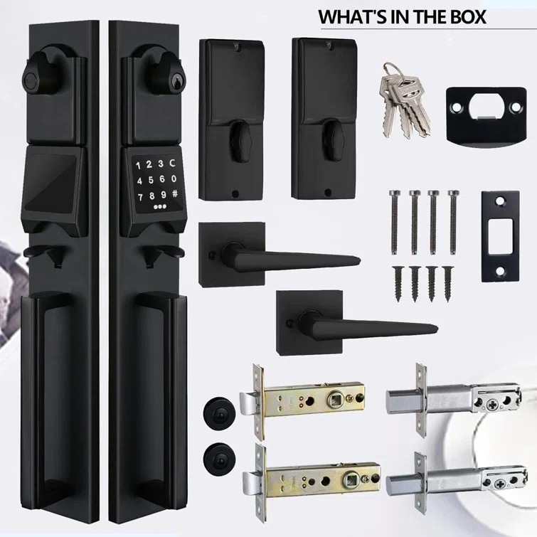 Handleset with Deadbolt and Door and Rosette