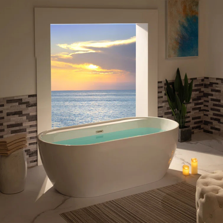 67" x 31.5" Freestanding Soaking Acrylic Bathtub