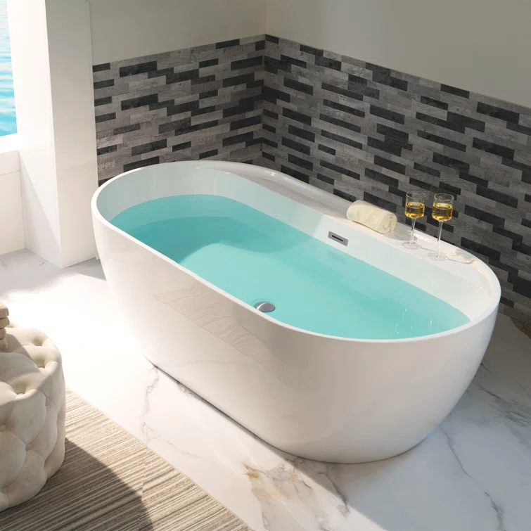 67" x 31.5" Freestanding Soaking Acrylic Bathtub