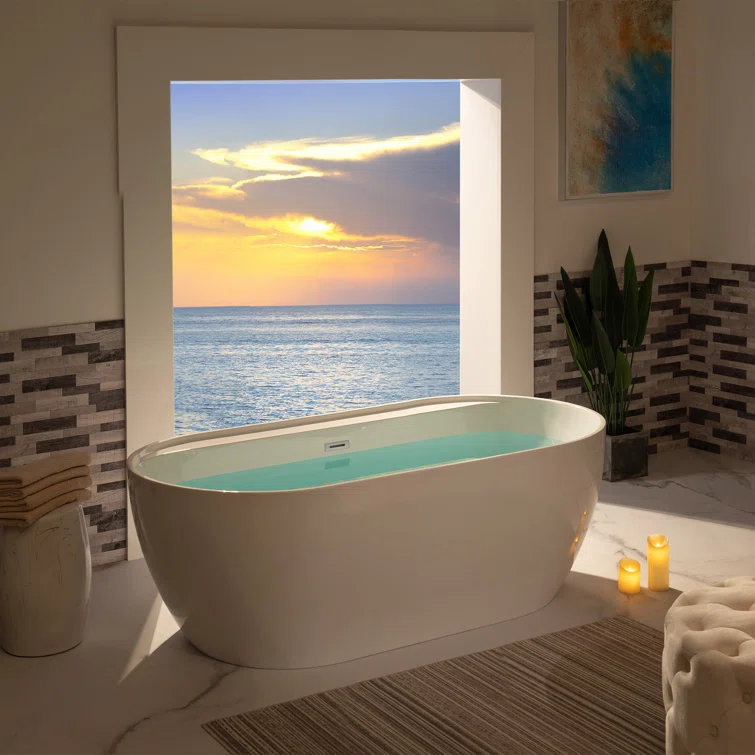 67" x 31.5" Freestanding Soaking Acrylic Bathtub