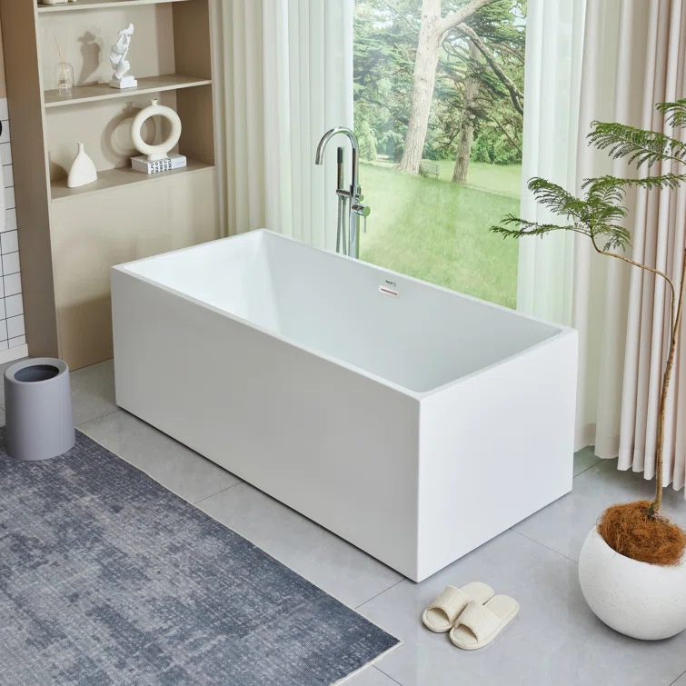 67" x 32" Freestanding Soaking Acrylic Bathtub