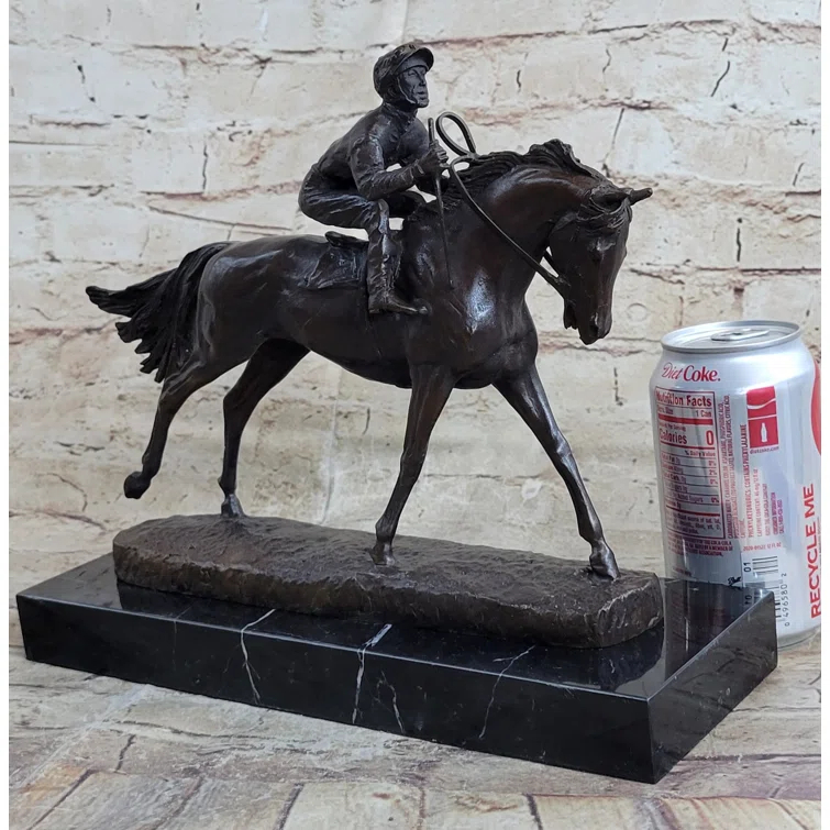 Wildon Home® Handmade Bronze Sports Art Sculpture Jockey Horse Racing Kentucky Derby Statue