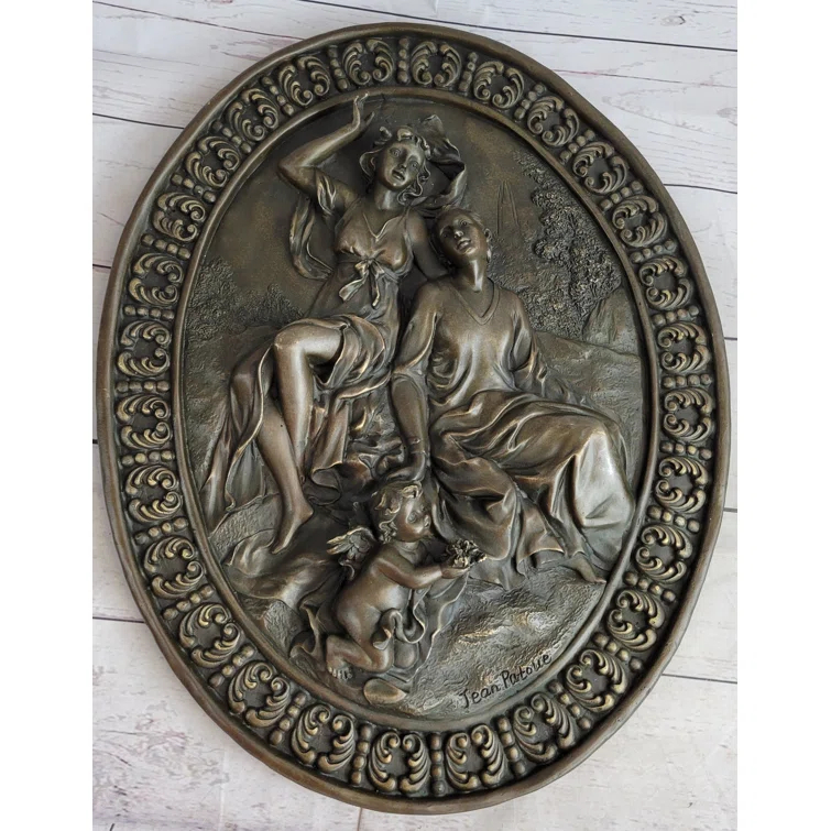Bloomsbury Market Hanging Wall Relief Bronze Sculpture Art French Italian Antique Vintage Style 17 Inches X 13 Inches