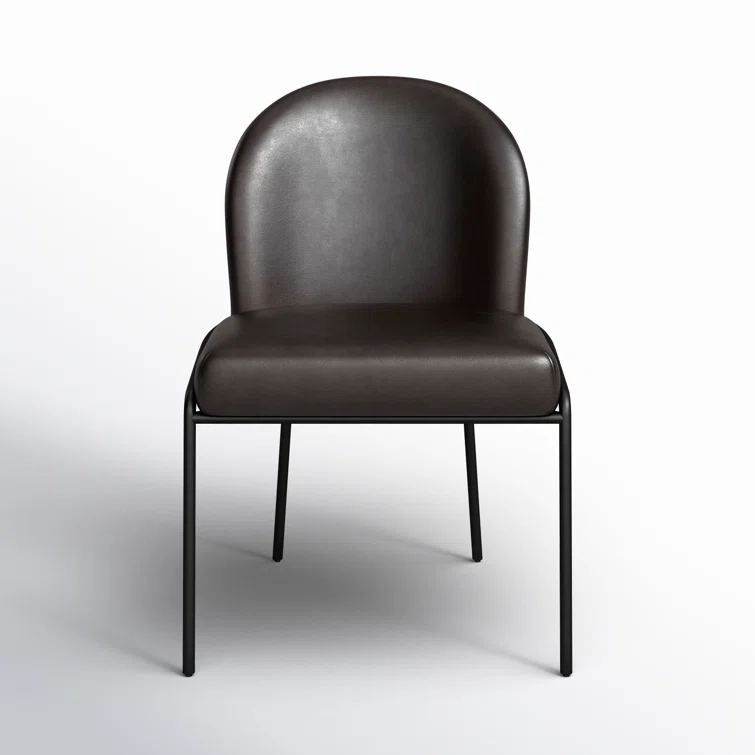 Laina Leather Upholstered Back Side Chair in Black