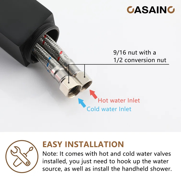 Single Handle Free Standing Bathtub Faucet with Diverter and Handshower