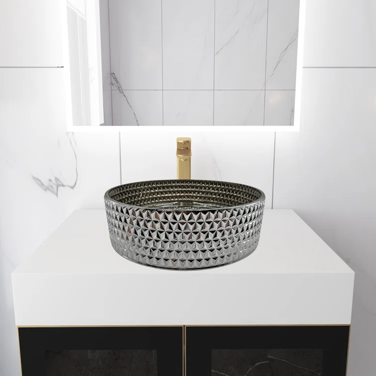 Scotch 14" Glass Circular Bathroom Vessel Sink - Timeless Collection