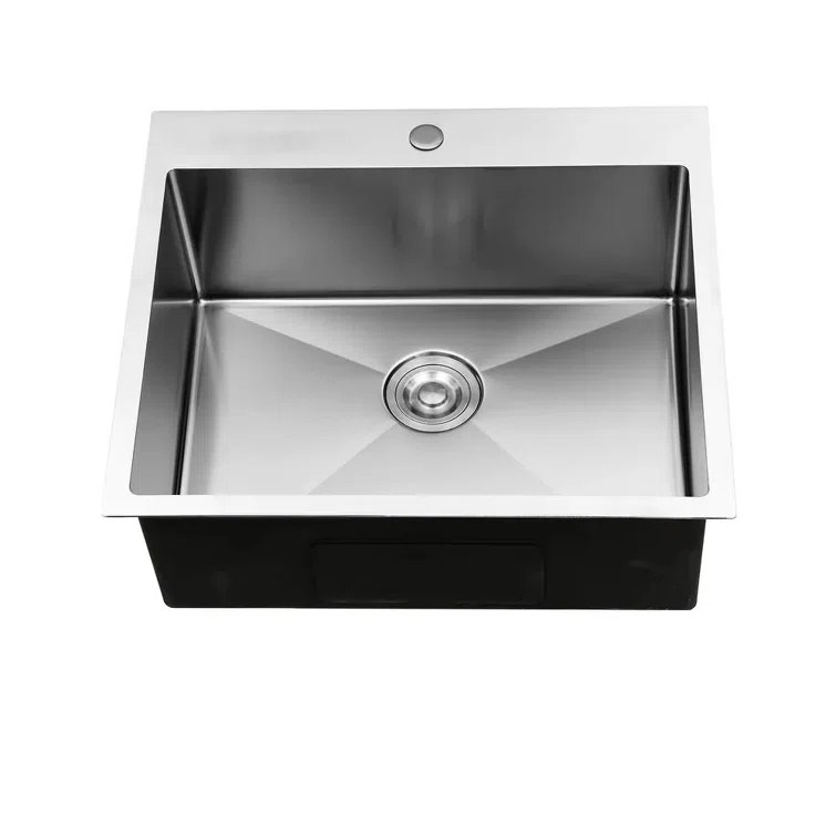 25 Inch Stainless Steel Drop-In Kitchen Sink, Single Bowl Topmount Sink