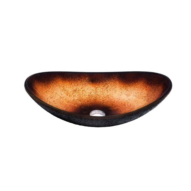 Novatto 15'' Black/Copper Glass Oval Bathroom Sink