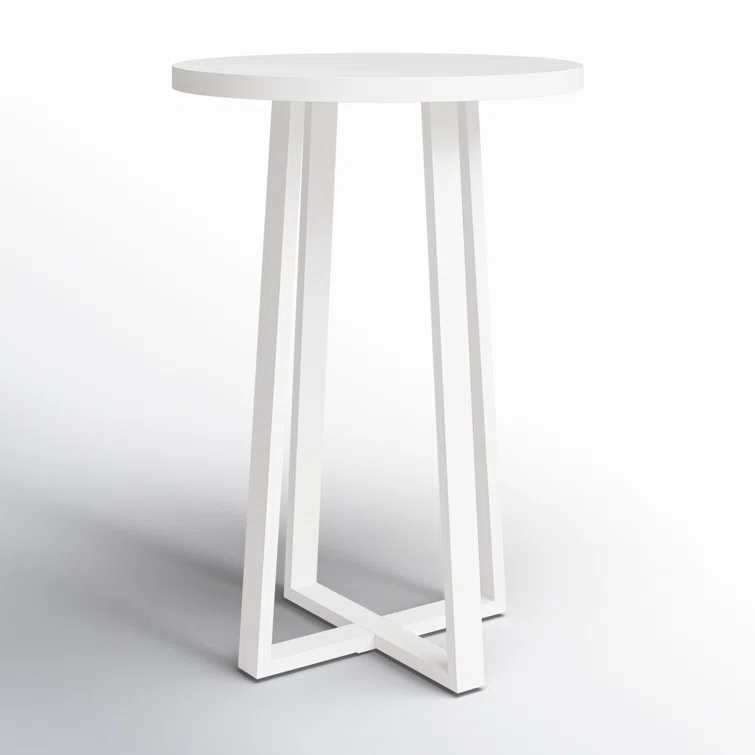 White Powder Coated Iron Minimalist Outdoor Accent Table