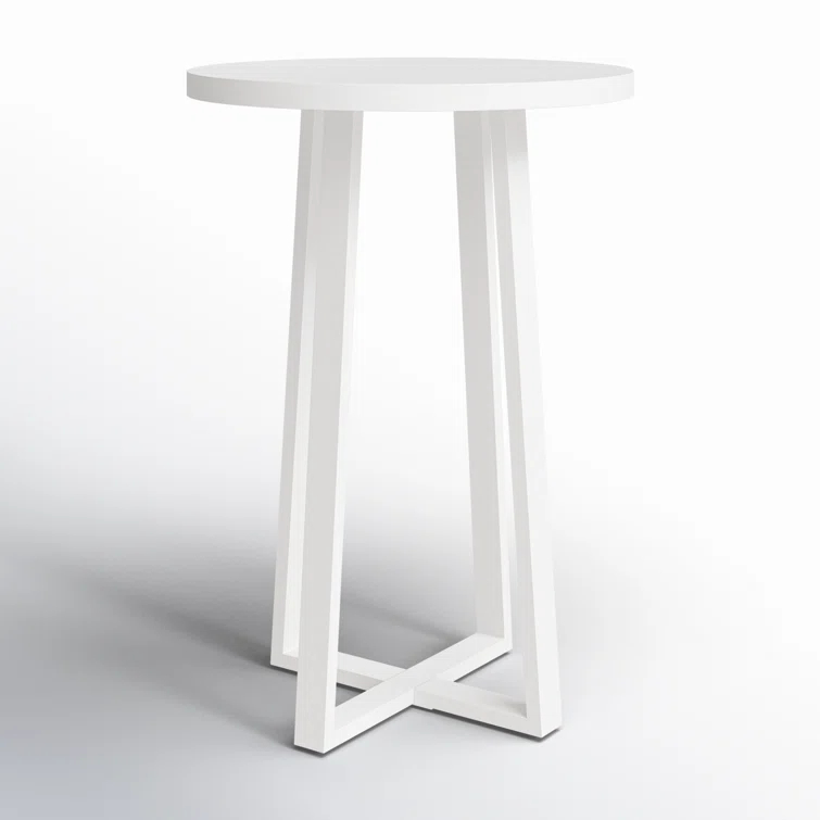 White Powder Coated Iron Minimalist Outdoor Accent Table