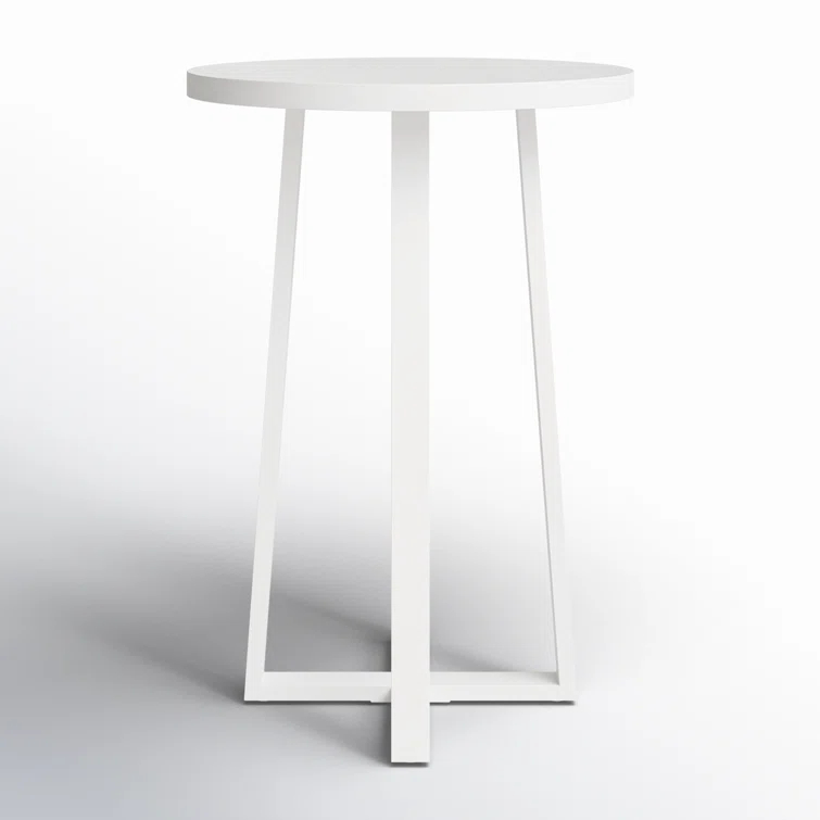 White Powder Coated Iron Minimalist Outdoor Accent Table