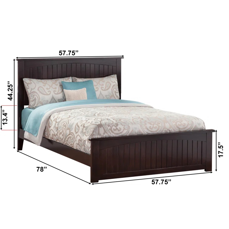 Nantucket Low Profile Solid Wood Platform Bed with Matching Footboard